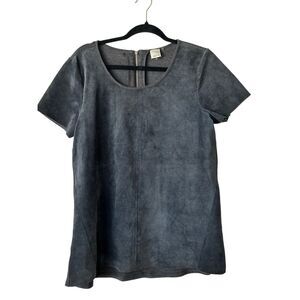 Ecru Genuine Suede Mixed Media Top size L Modern Contemporary